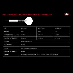 Bulls Phantom Grip 90 Red Steeltip Information Tabel_ergebnis