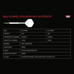 Bulls Karel Sedlacek 90 Steeltip Information Table