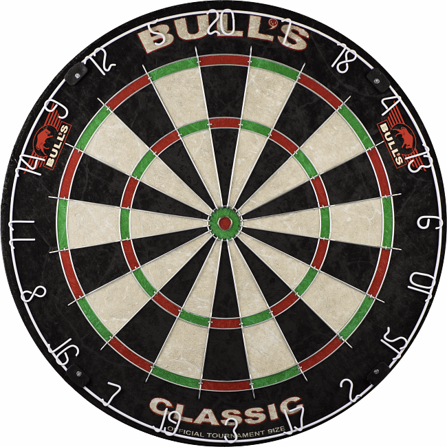 68229 Bulls Classic Dartboard Front example with bulls logo bedrukt voor op website_ergebnis Bull's The Classic Dartboard