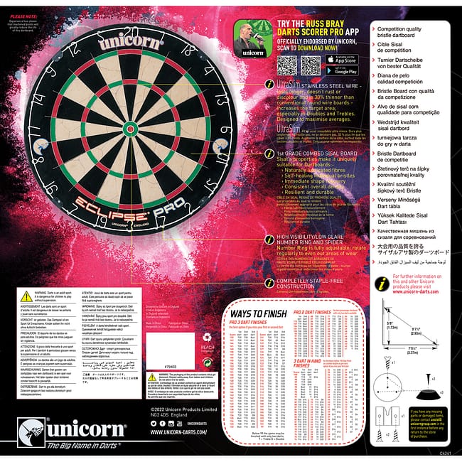 UN-79438 Unicorn Eclipse dartboard Package Back UN-79438 Unicorn Eclipse dartboard Package Back